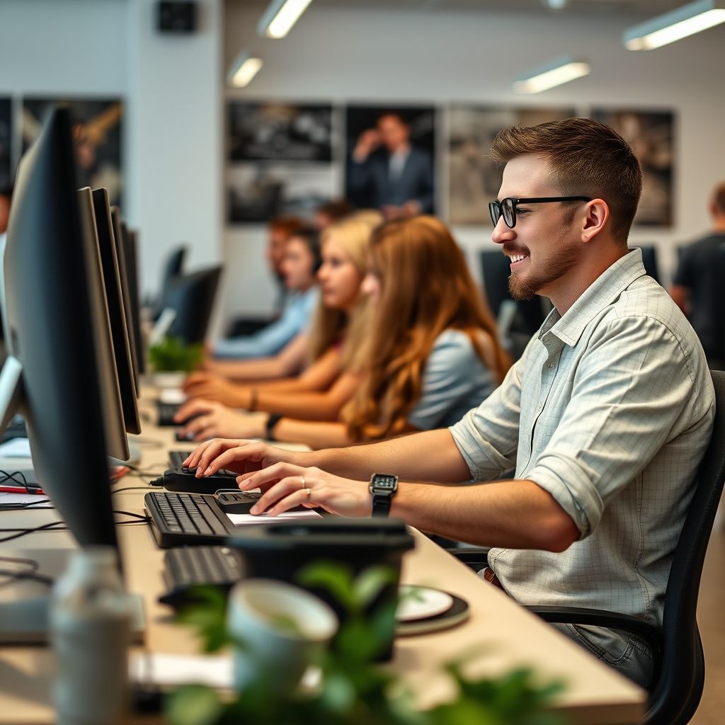 image de personnes travaillant sur ordinateur - générer par IA